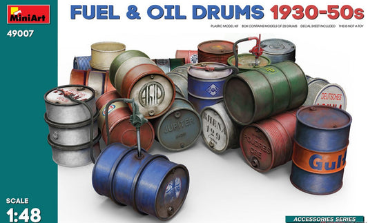 MINIART 1/48 49007 Fuel & Oil Drums 1930-50S (Miniature Plastic Assembly Model)