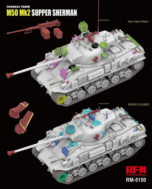 RYE FIELD 5150 1/35 Israeli Tank M50 Mk2 SUPER SHERMAN Assembly Model Kit