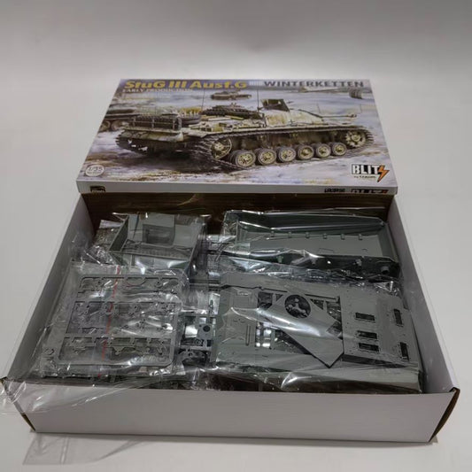 Explore this StuG.III Ausf.G Tank Model Kit with WINTERKETTEN 1/35 |Takom 8010
