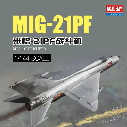 Explore the ACADEMY 12664 1/144 MIG-21PF Fishbed Aircraft Assembly Model Kit. Perfect for model enthusiasts and collectors!