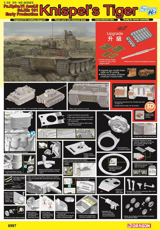 DRAGON 6997 1/35 Tiger I "Kurt Knispel's Tiger"w/Magic tracks and Gun Barrel