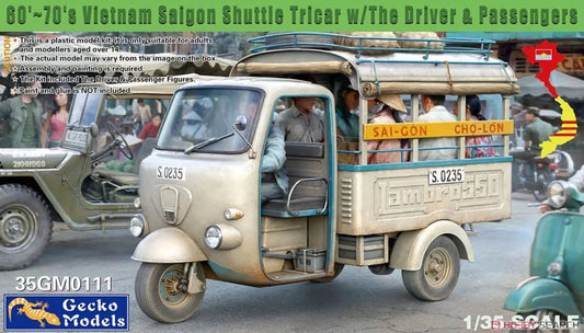 Gecko Models 35GM0111 1/35 Vietnam Saigon Shuttle Tricar The Driver & Passengers ModelHive