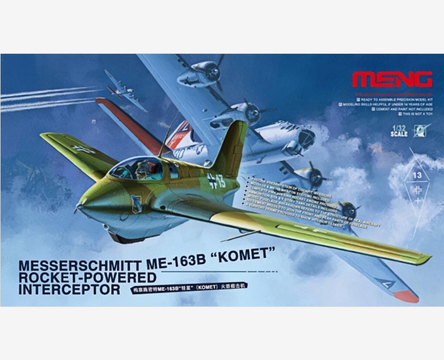 Meng Model 1/32 QS001 Messerschmitt Me 163B "Komet" Rocket-Powered Interceptor