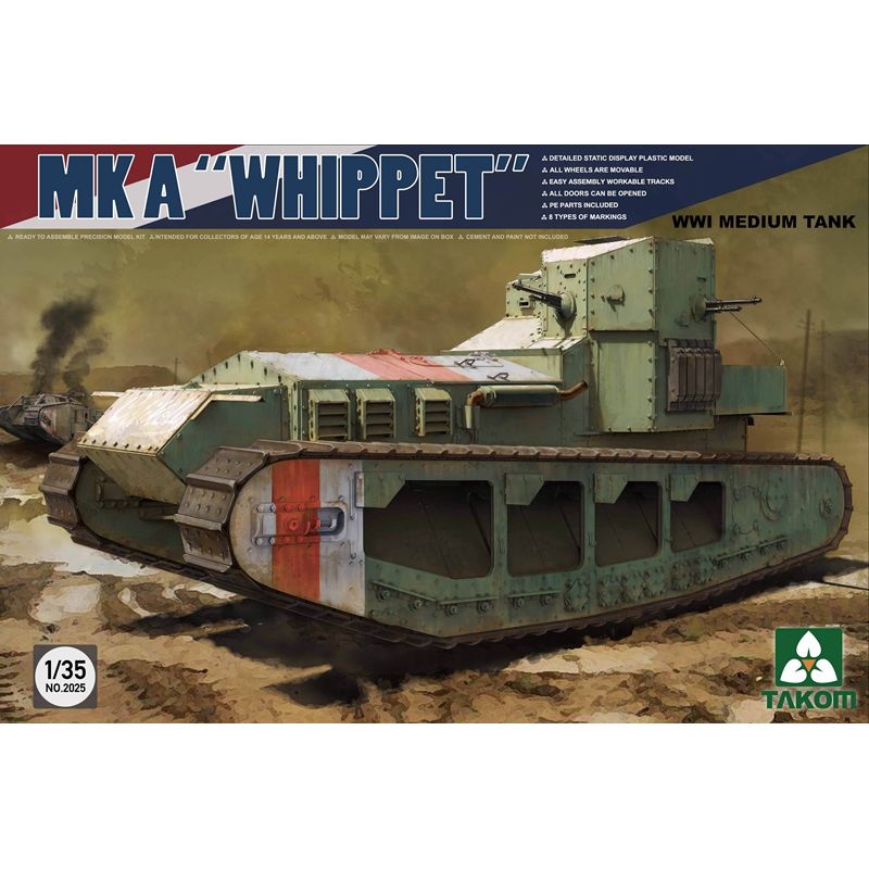 Takom 2025 Scale 1/35 MK A `Whippet` WWI Medium Tank Model Kit