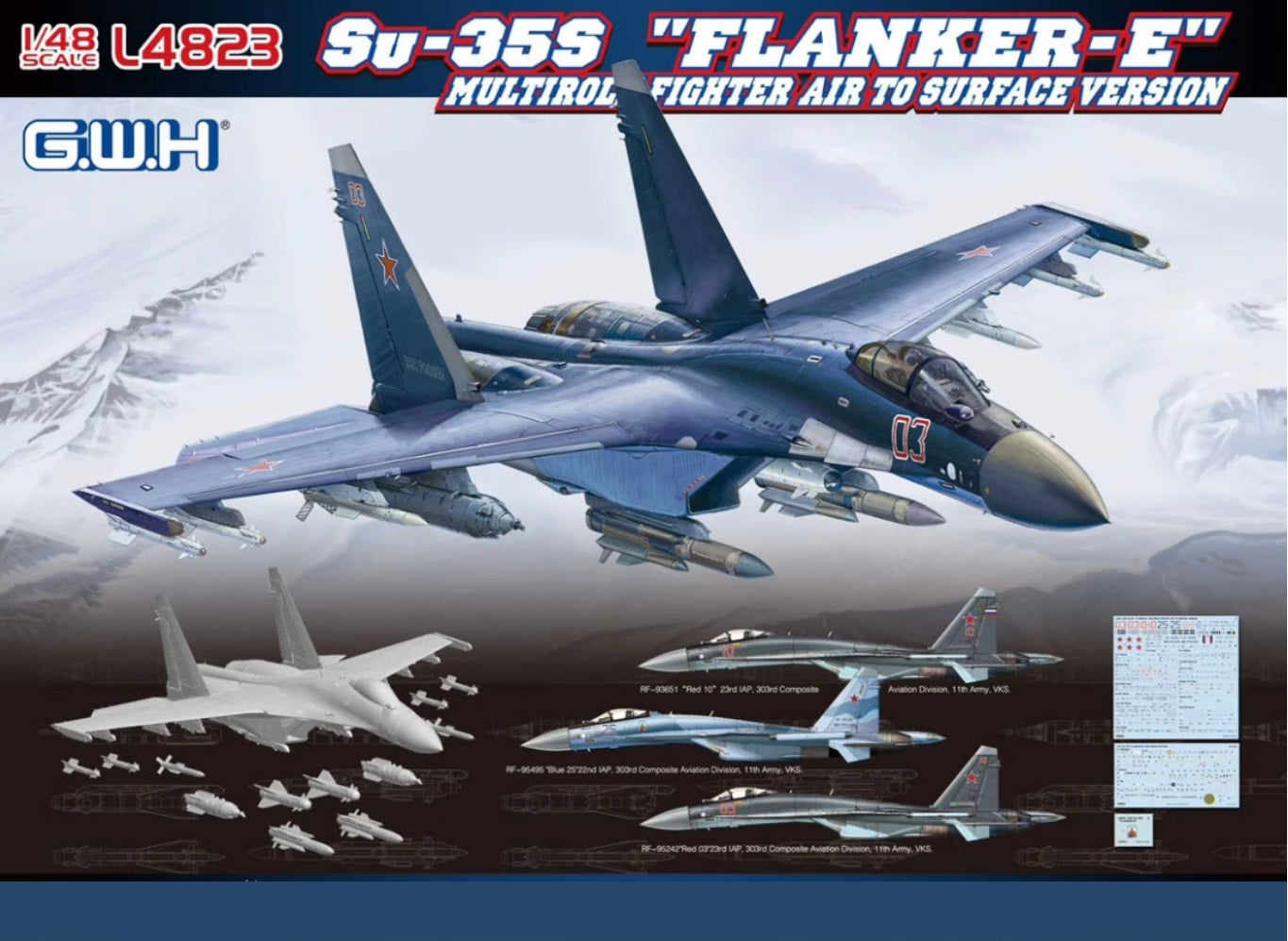 Great Wall Hobby L4823 1/48 Su-35S "Flanker-E" Fighter Air To Surface Version