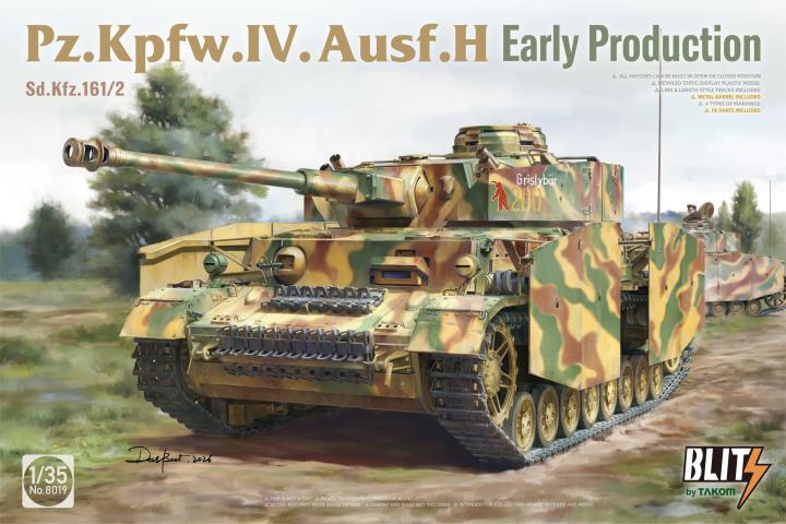 TAKOM 8019 1/35 Pz.Kpfw.IV Ausf. H Early Production Sd.kfz.161/2 Plastic Model Presale