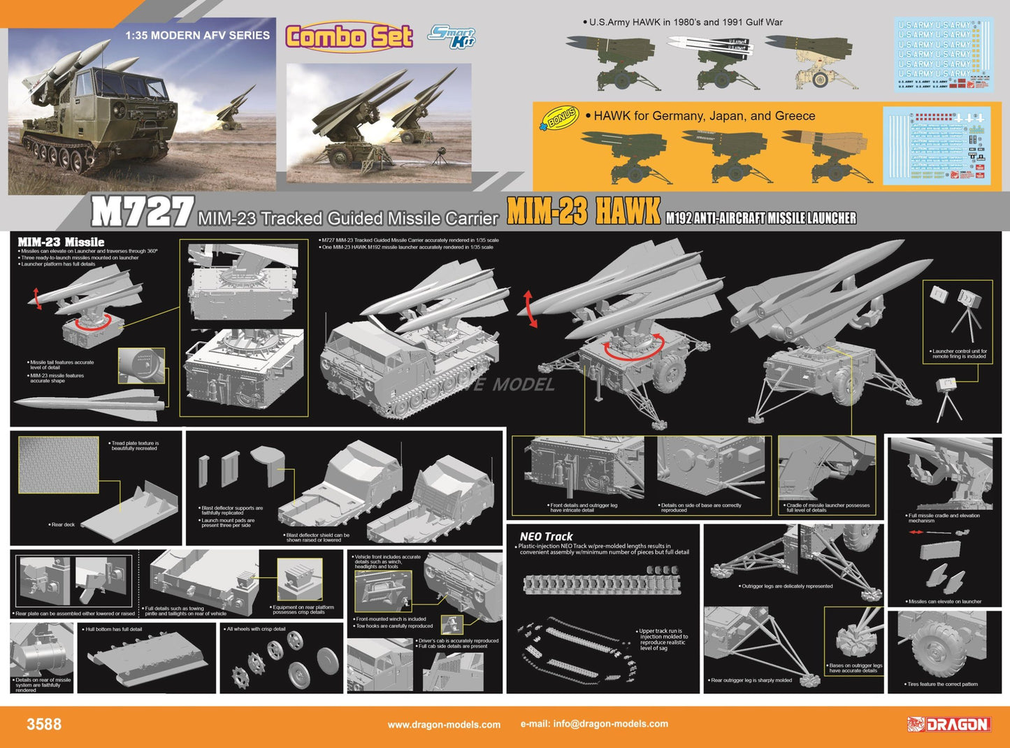 DRAGON 1/35 3588 M727 MIM-23 Guided Missile Carrier&M192 Anti-aircraft Launcher
