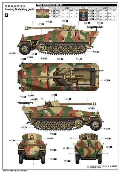 Trumpeter 00943 1:16 Scale Sd.Kfz 251/22D 00943 Model Kit