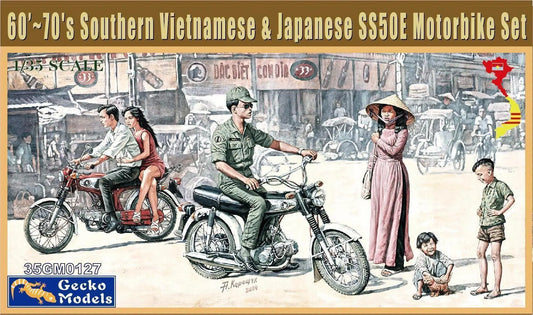 Gecko Models 35GM0127 1/35 60`-70`s Southern Vietnamese & Japanese Motorbike Set ModelHive