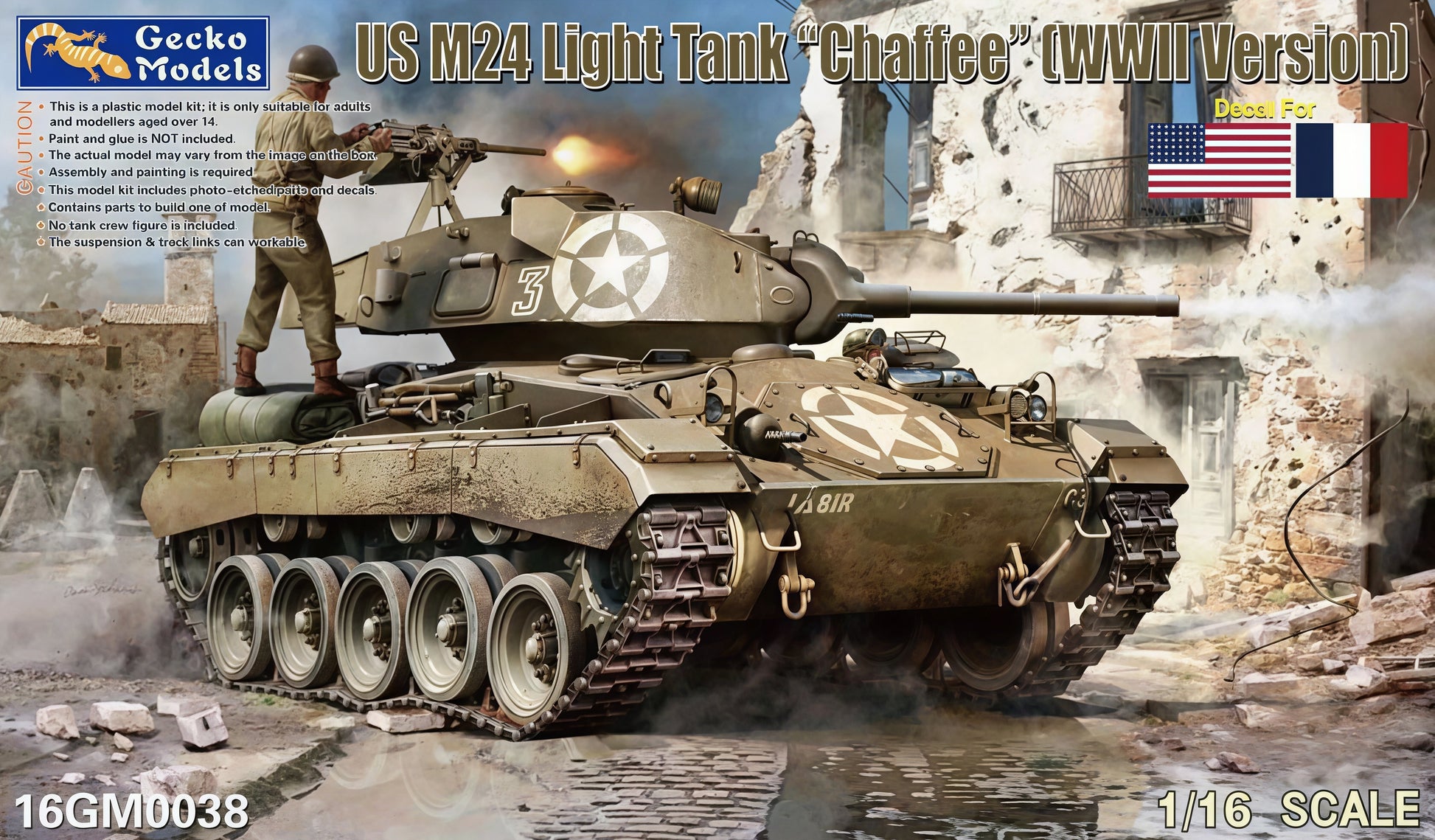 Gecko Models 16GM0038 1/16 US M24 Light Tank"Chaffee' (WWII Version] Model Kit