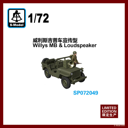 S-MODEL SP072049 1/72 Willys MB & Loudspeaker Assembly Model Kit