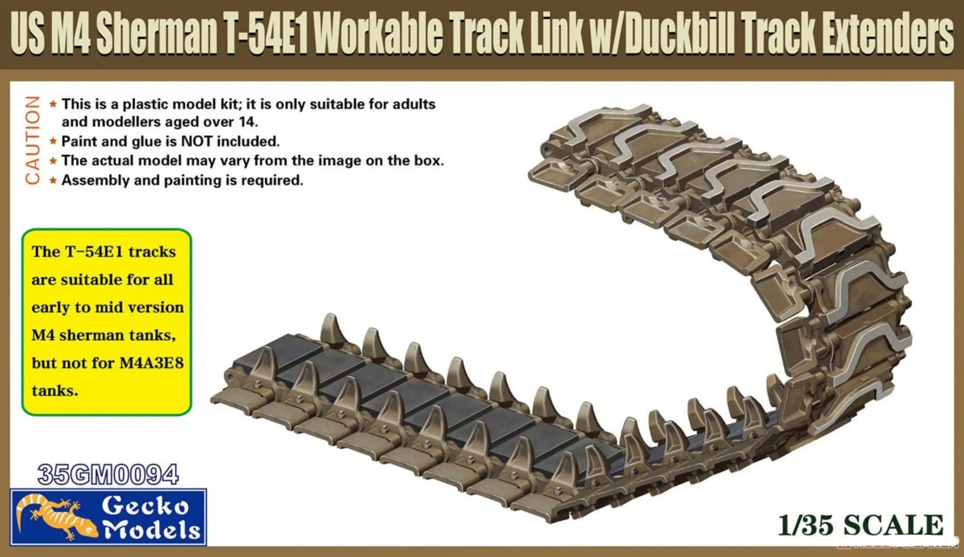 Gecko Models 35GM0094 1/35 US M4 Sherinan T-54E1 Workable Track link w/Duckbill ModelHive