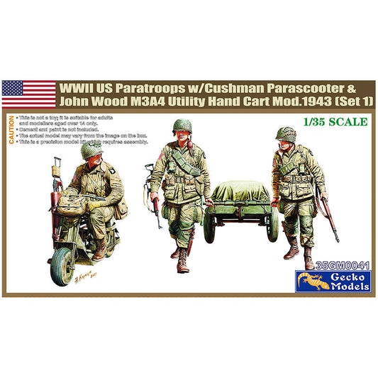Gecko 35GM0041 1/35 WWII US Parascooter&John Wood M3A4 Hand cart Mod.1943 Model ModelHive