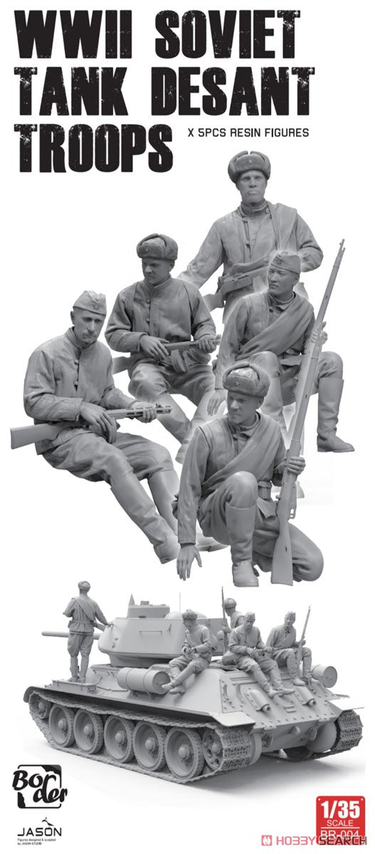 Border BR-004 1/35 WWII Soviet Tank Desant Troops X5 PCS Resin Figures Model Kit