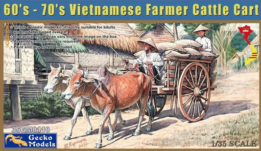 Gecko Models 35GM0110 1/35 60's - 70's Vietnamese Farmer Cattle Cart Set ModelHive