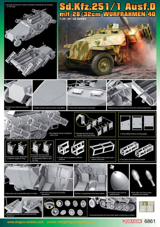 DRAGON 6861 1/35 Sd.Kfz.251/1 Ausf.D mit 28/32cm Wurfrahmen 40 (Bonus:Engine)