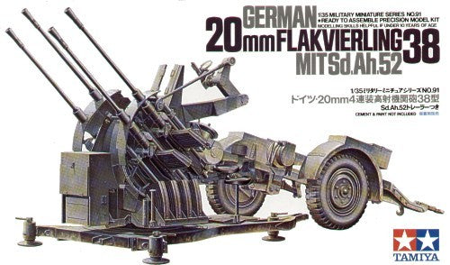 Tamiya 35091 1/35 Scale Model Kit German 2cm Flakvierling 38 Anti-Aircraft Gun