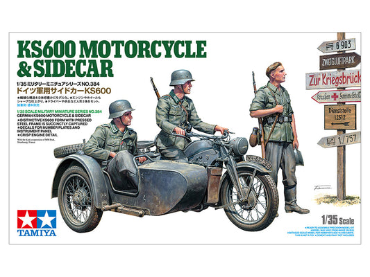 Tamiya TA35384 1/35 Military Miniature Series GERMAN KS600 MOTORCYCLE & SIDECAR