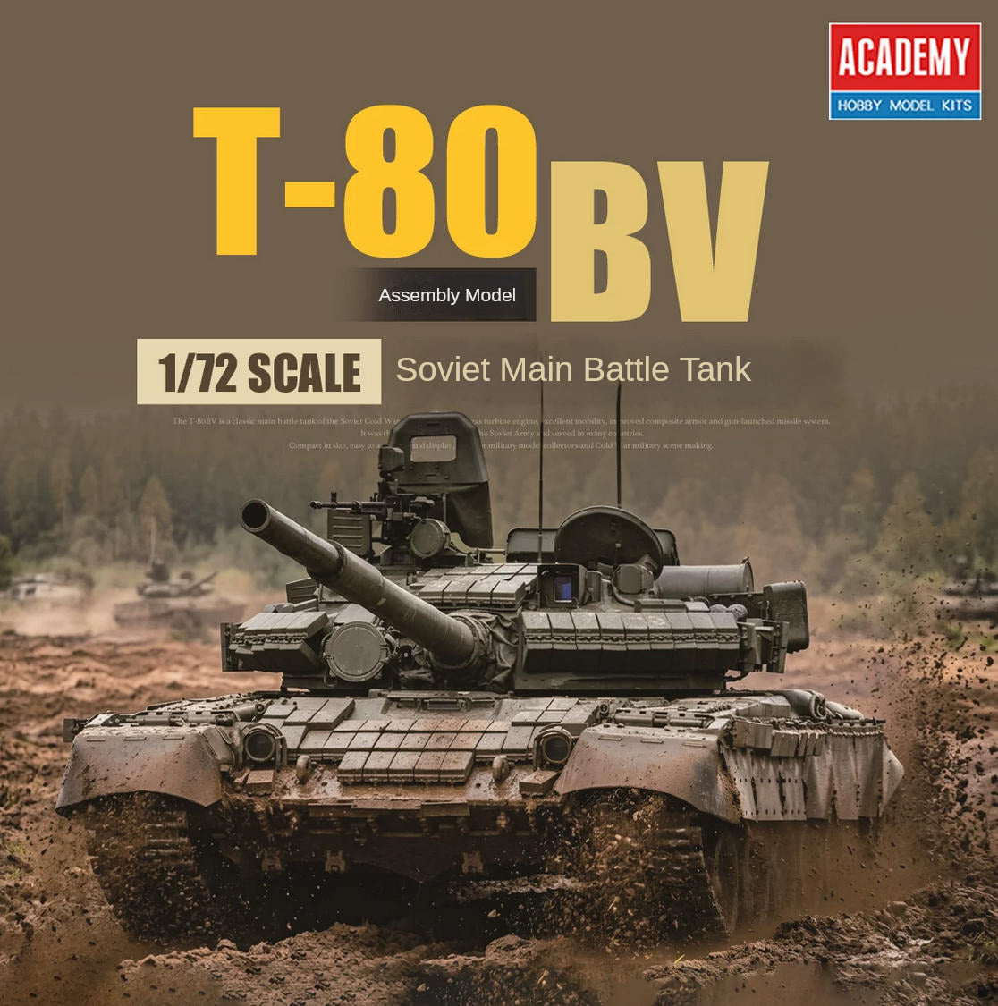Academy AC13434 1/72 T-80BV Soviet Main Battle Tank Assembly Military Model Kit