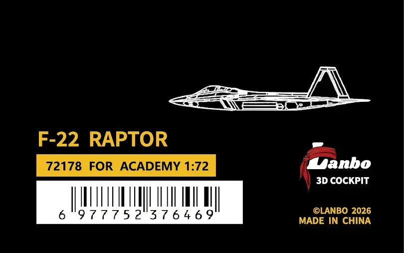 LANBOMODEL 72178 1/72 USA F-22 Fighter Jet£¨For ACADEMY£© - ModelHives