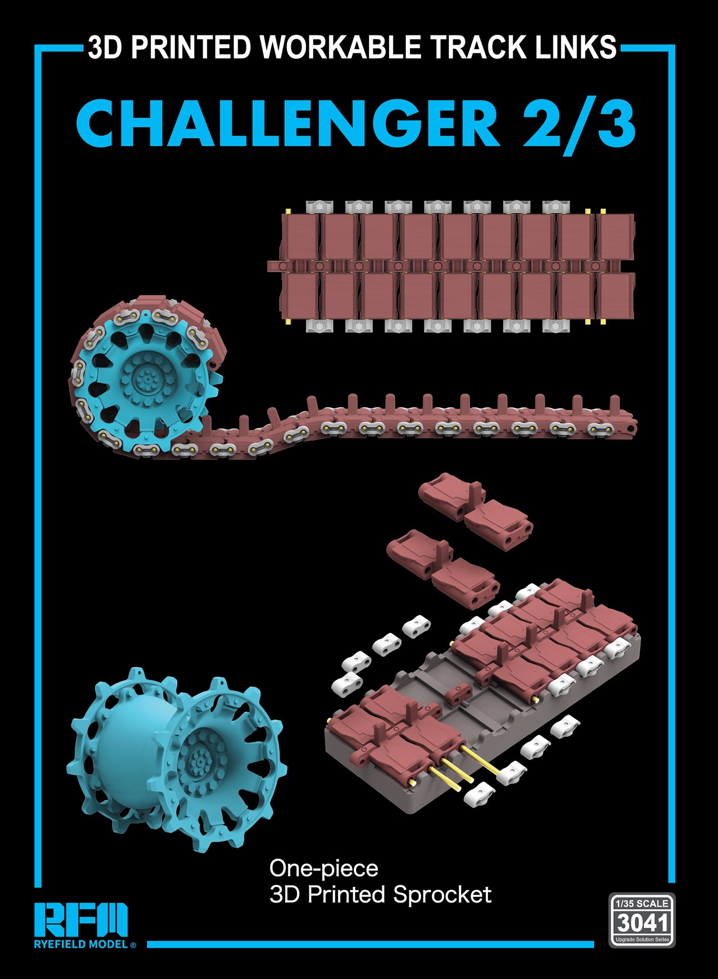 RYE FIELD RFM-3041 Challenger 2/3 3d Printed Workable Track Links Presale