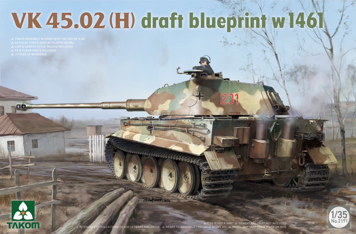 TAKOM 2191 1/35 VK45.02(H) Draft Blueprint  W1461 Model Kit
