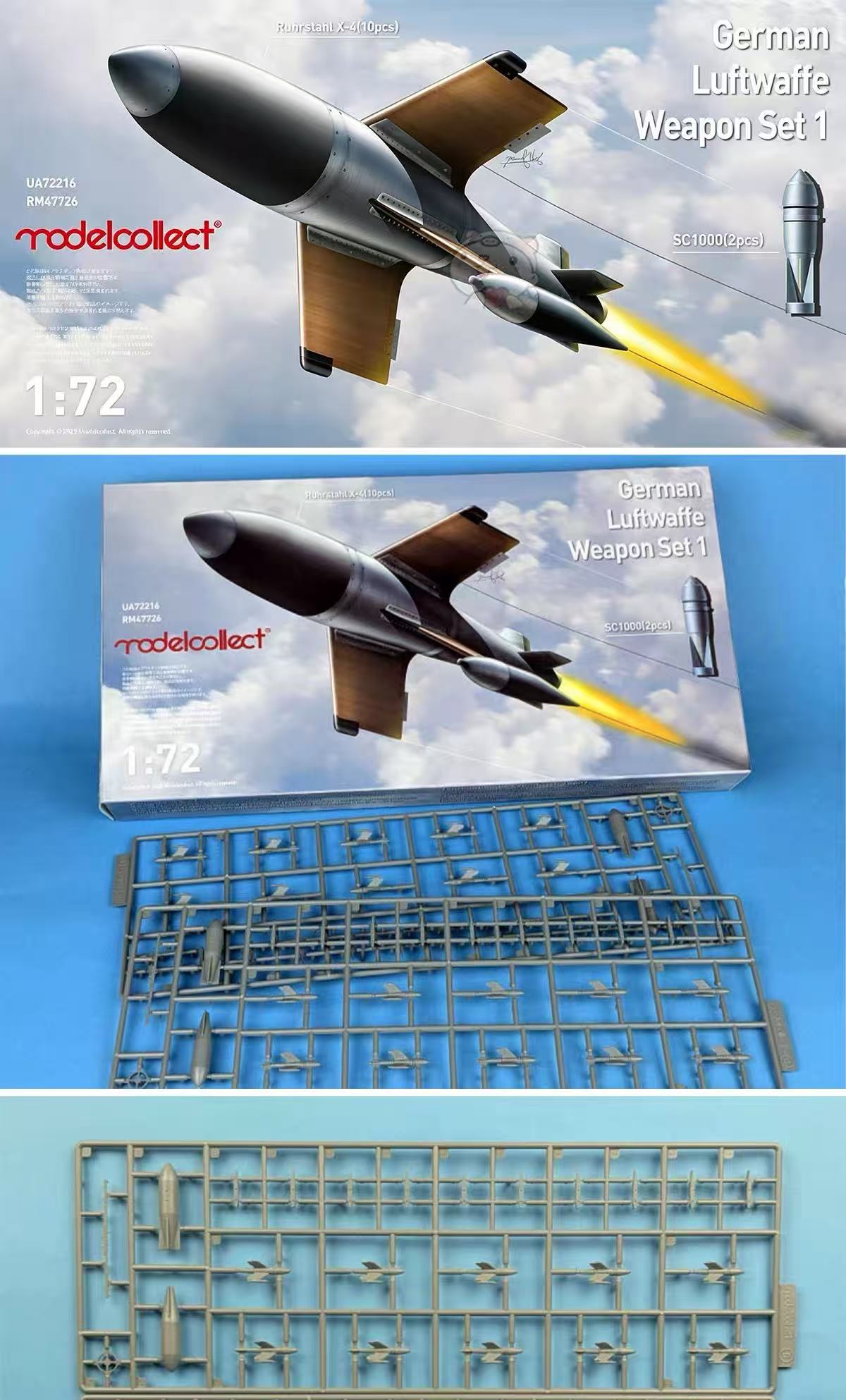 Collect Model UA72216 1/72 Scale German Luftwaffe Weapon Set 1 Plastic model