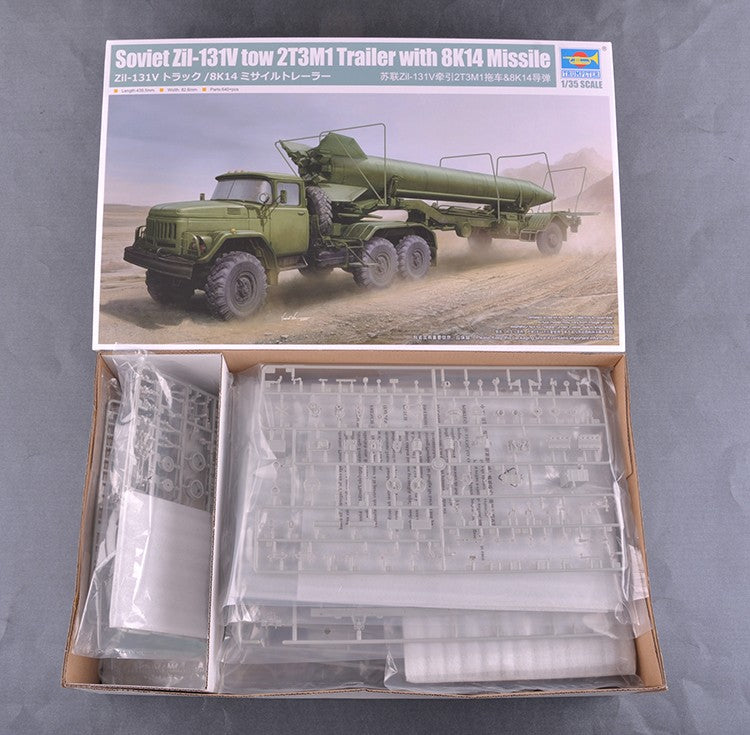 Trumpeter 1/35 01081 Soviet Zil-131V Tow 2T3M1 Trailer with 8K14 Missile