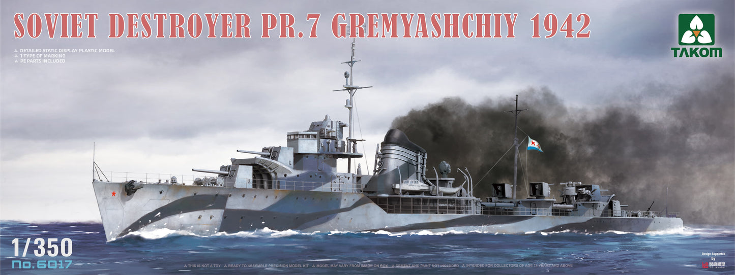 TAKOM 6017 1/350 Soviet Destroyer PR.7 Gremyashchiy 1942 Assembly Model Kit