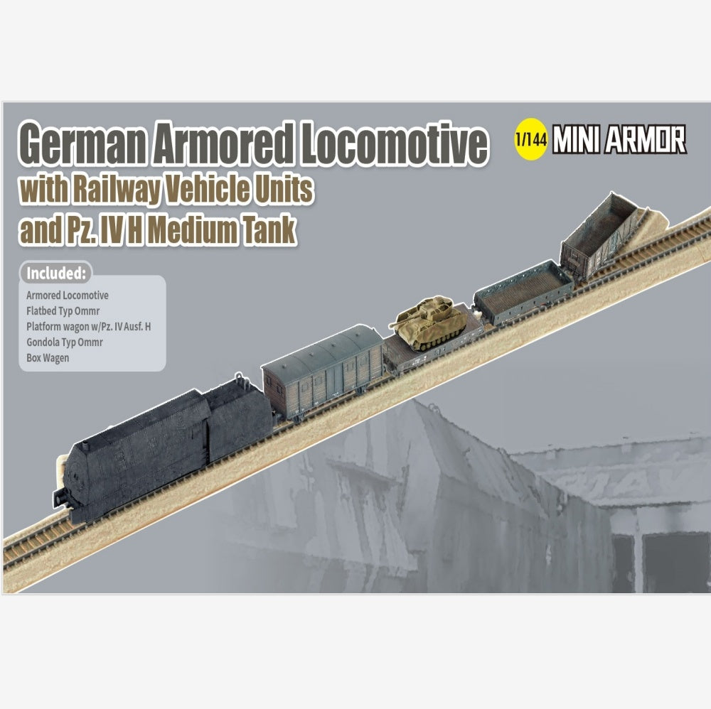 German Armored Locomotive with Railway Vehicle Units and Pz.IV H Medium Tank