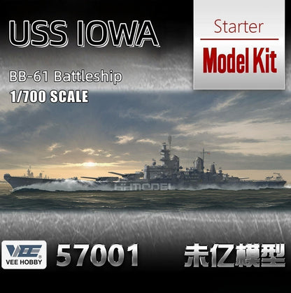 VEE HOBBY V57001 1/700 IOWA 1944 BB-61 US Navy Battleship Model-Starter Kit