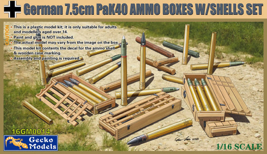 Gecko Models 1/16 16GM0014  German 7.5CM PaK40 AMMO BOXES W/SHELLS SET ModelHive