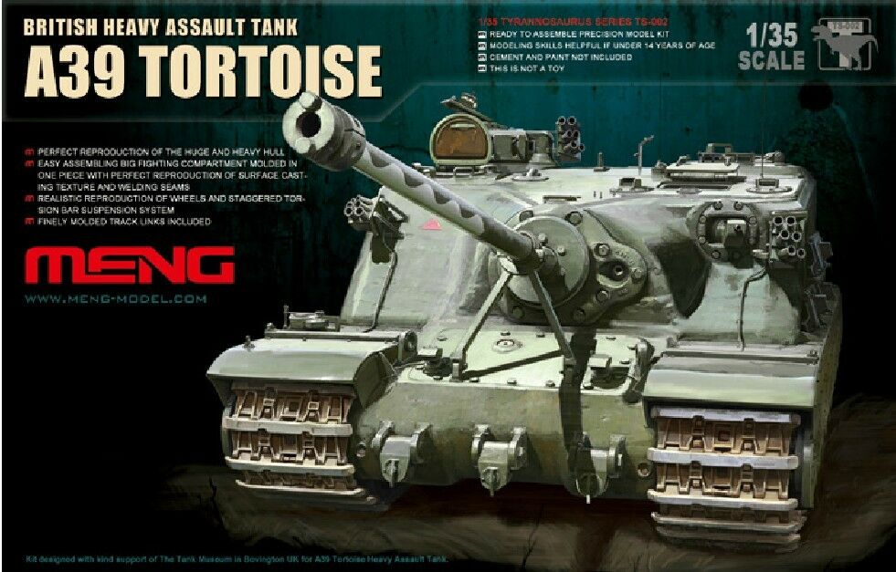 Discover the Meng TS-002 1/35 A39 Tortoise British Heavy Assault Tank model kit, perfect for enthusiasts seeking quality and detail in their builds!