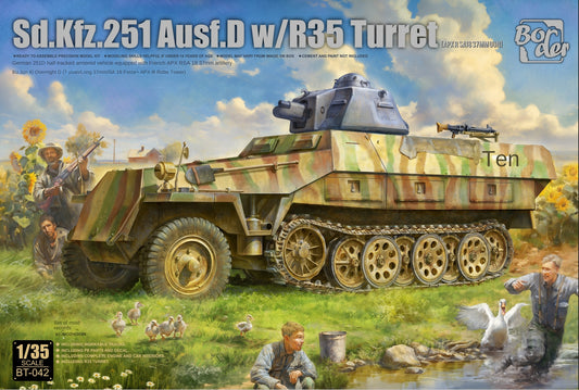 Border BT-042 1/35 Scale Sd.Kfz.251 Ausf.D W/R35 Turret APXR SA18 37MM GUN Model
