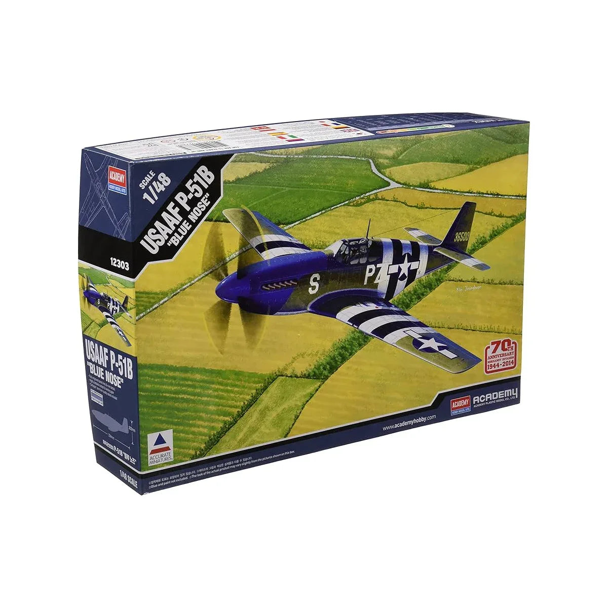 Academy AC12303 1/48 USAAF P-51B Blue Nose Fighter Kit Assembly Model Presale - ModelHives