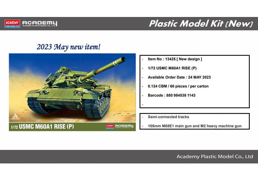 Academy 13425 1/72 Scale  USMC M60A1 RISE  "P¡± Plastic Model Kit