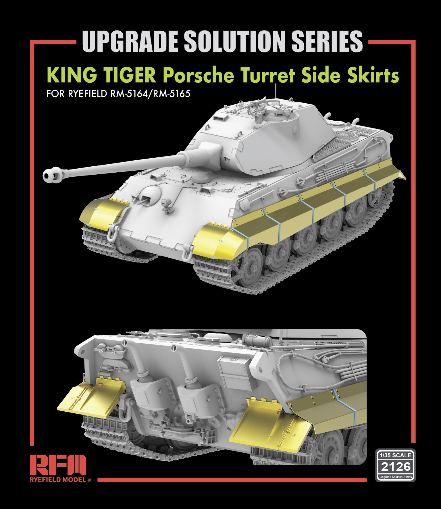 RYE FIELD 2126 Upgrade Kit KING TIGER Porsche Turret Side Skirts FOR RM5164/5165 Presale