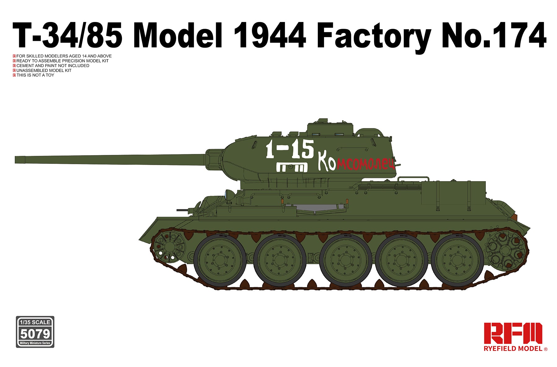 RYEFIELD RFM RM5079 1/35 T-34/85 Model 1944 Factory No.174 Tank Model Kit Presale