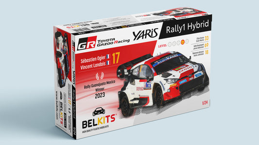 BELKITS BEL026 1/24 GR Yaris 1 Hybrid WRC 2023 Rally Mexico Winner Model Car