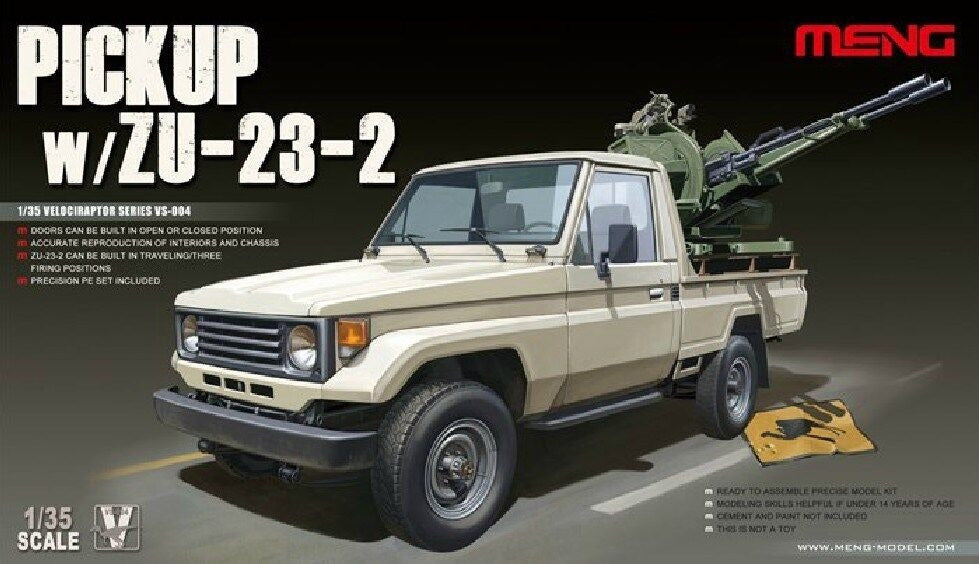 Meng VS-004 Model 1/35 Pick Up w/ZU-23-2 Truck Brand New For War AAA