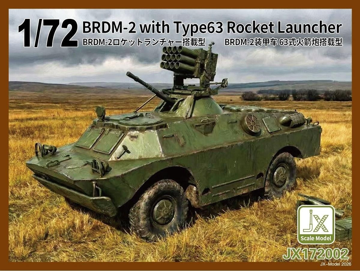 JX-MODEL 172002 1/72 BRDM-2 with Type63 Rocket Launcher Plastic Model Kit
