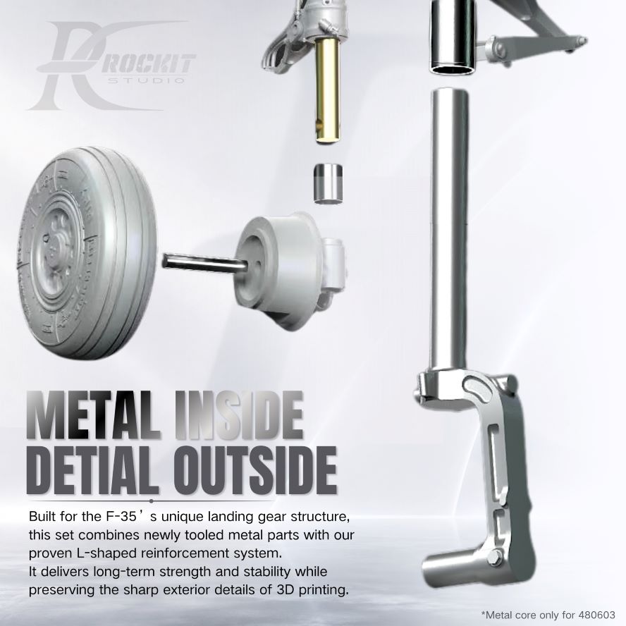 1/48 F-35B Landing Gear (All-Metal Frame) Parked Status For Tamiya | ROCKIT 480603