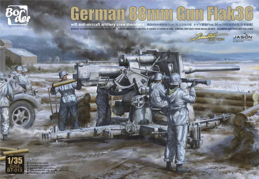German 88mm Gun Flak36 w/6 Anti-Aircraft Artillery+Iron Box and Metal Barrel - ModelHives