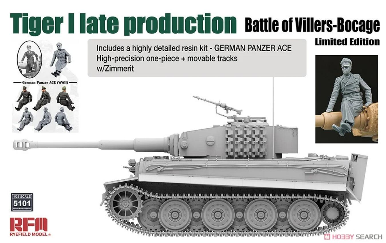 Rye Field 5101 1/35 TIGER I Late Battle of Villers-Bocage Zimmerit & Panzer Ace