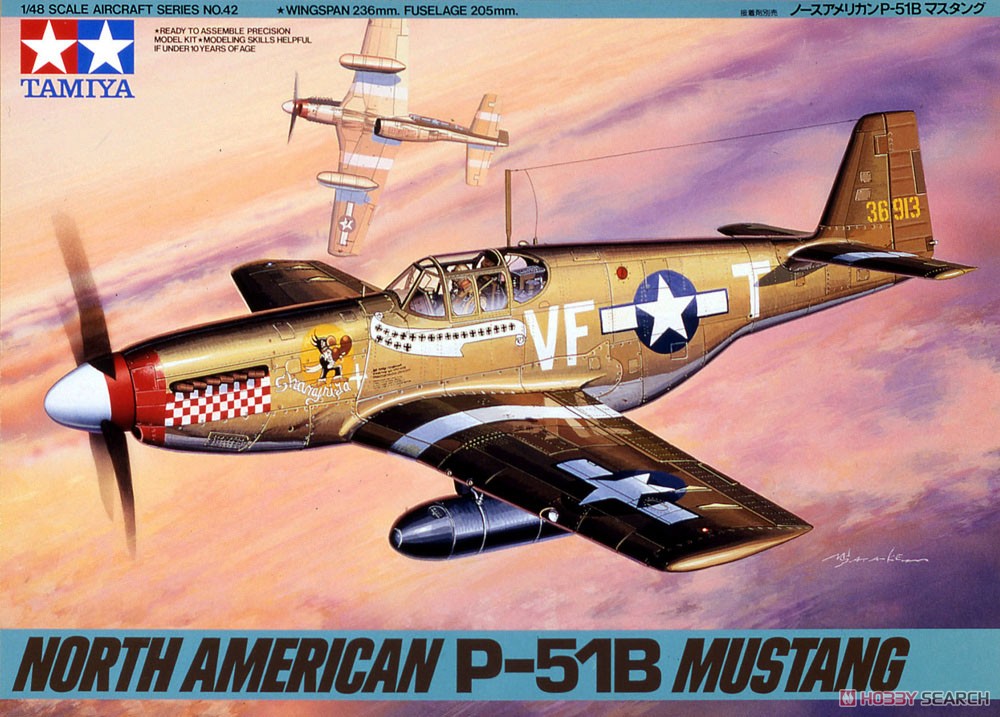 Tamiya 61042 1:48 North American P-51B Mustang Model Airplane Kit