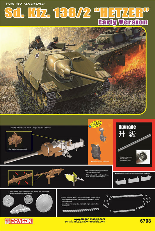 DRAGON 6708 1/35 Sd.Kfz.138/2 "Hetzer" Early Version Model Kit