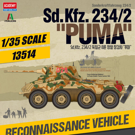 Academy AC13514 1/35 Sd.Kfz. 234/2 "Puma"Tank Assembly Model Kit 