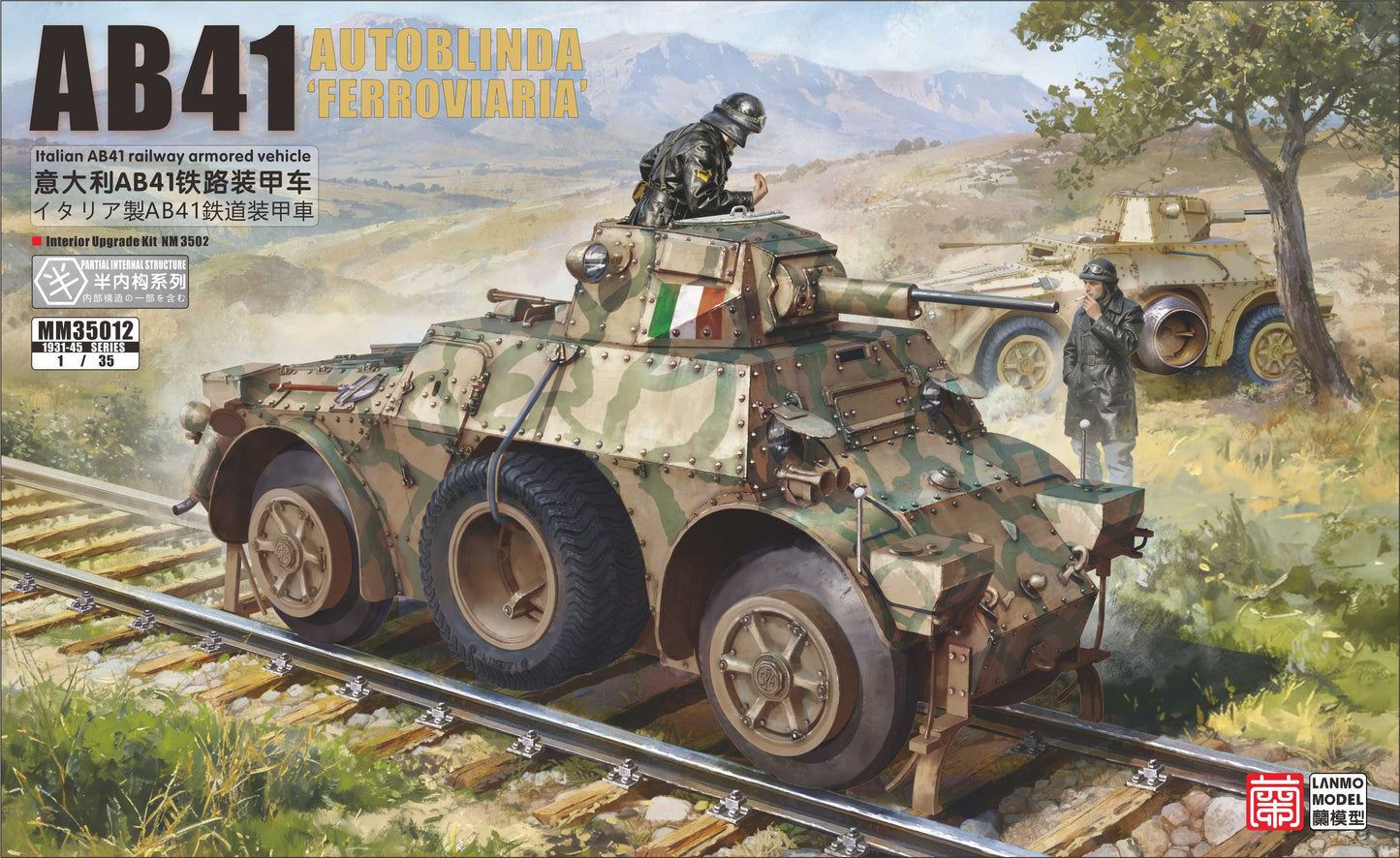 Heavy& Lanmo MM35012 1/35 Italian AB41 Ferroviaria Railway Armored Car Model Kit Presale