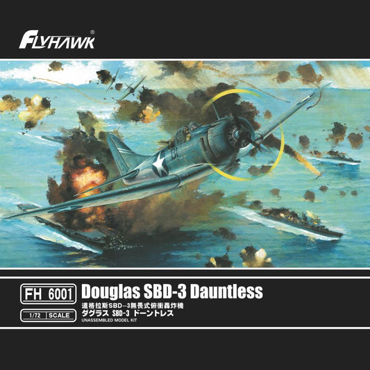 Fly Hawk 6001 1/72 Douglas SBD-3 Dauntless Aircraft Assemble Plastic Model Kit packaging artwork.