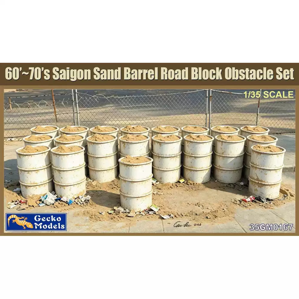 Gecko Models 35GM0167 1/35 60´s -70´s Saigon Sand Barrel Road Block Obstacle Set